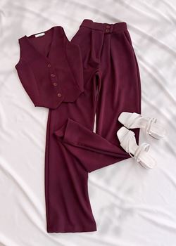 Bordo Palazzo Yelek Takım