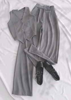 Gri Palazzo Yelek Takım