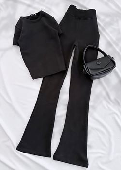 Siyah İspanyol Paça Basic Takım 