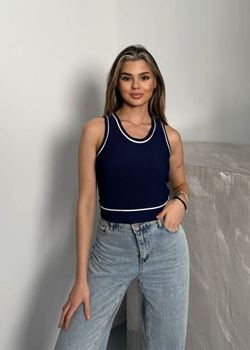 Lacivert Biyeli Atlet Crop