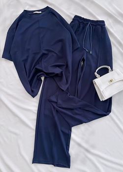 Lacivert Çimalı Bisiklet Yaka Modal Takım