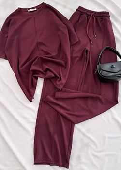 Bordo Çimalı Bisiklet Yaka Modal Takım