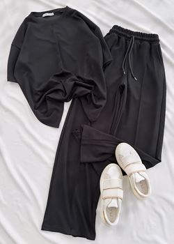 Siyah Çimalı Bisiklet Yaka Modal Takım