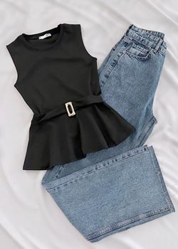 Siyah Aksesuar Detay Bluz