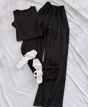 Siyah Atlet Crop Pantolon Takım