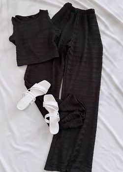 Siyah Atlet Crop Pantolon Takım