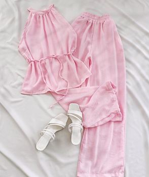 Pembe Keten Bağlamalı Takım