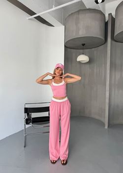 Pembe Çift Crop Detay Takım
