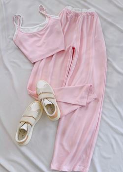 Pembe Çift Crop Detay Takım