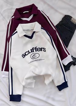 Beyaz Scuff Polo Yaka Sweat