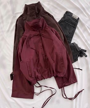 Bordo Poplin Dik Yaka Ceket