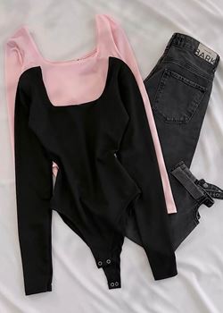 Siyah Ön Arka Oval Bodysuit