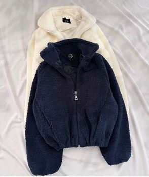 Lacivert Astarlı Peluş Mont