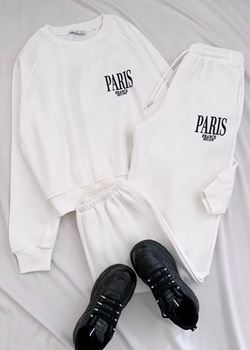 Beyaz Paris 3iplik Eşofman Takımı