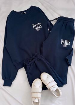 Lacivert Paris 3iplik Eşofman Takımı