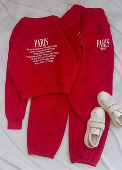 Kırmızı Paris 3iplik Eşofman Takımı
