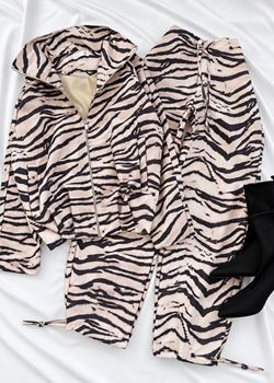 Zebra Desen Astarlı Ceket Pantolon Takım